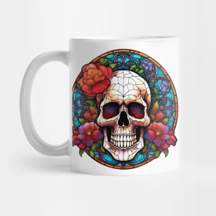 Stained Glass Floral Skull #3 Mug